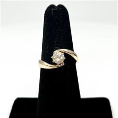 14k Yellow Gold Old European Diamond Bypass Engagement Ring Size 5.5